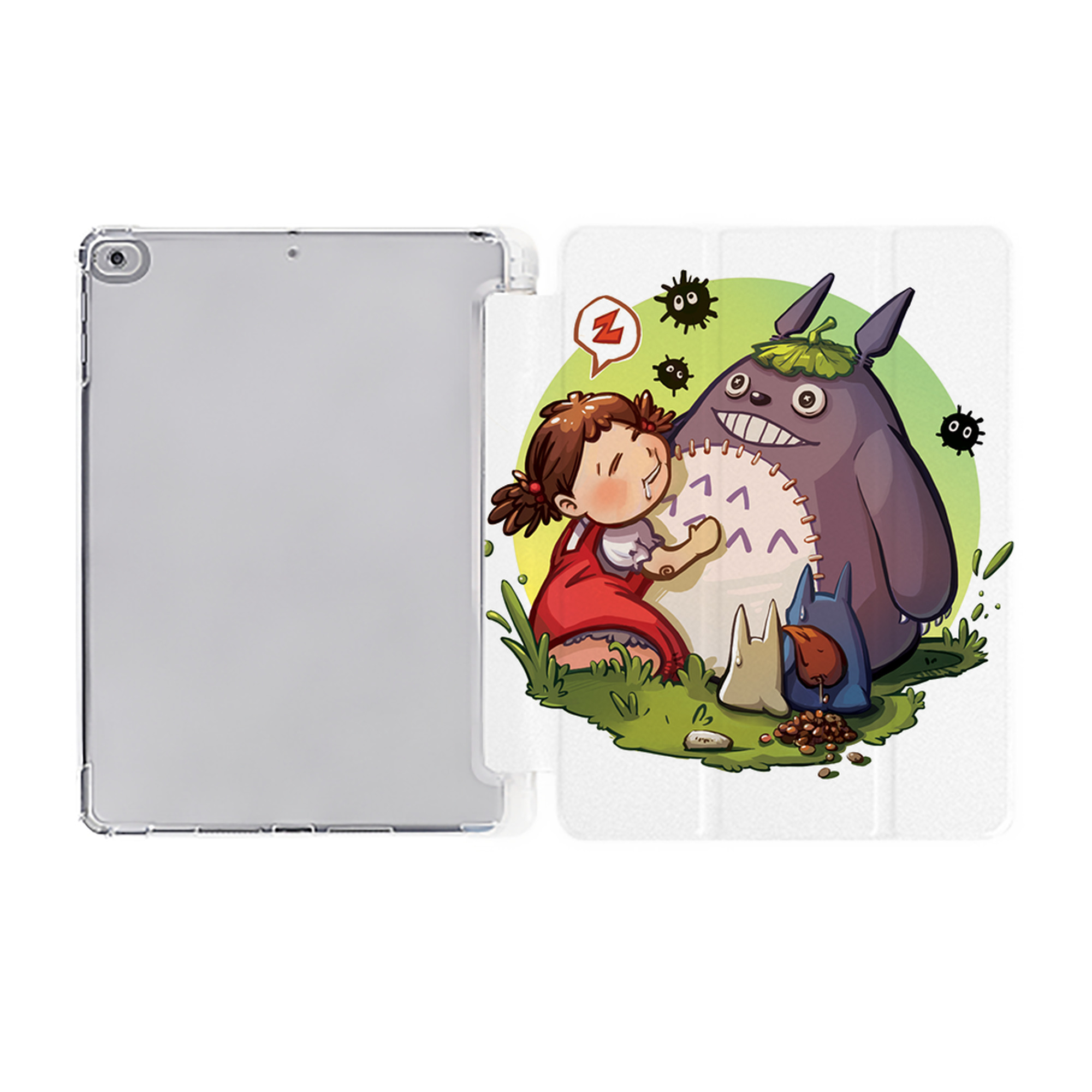 （画像用） となりのトトロ 草壁メイ 草壁サツキ My Neighbor Totoro Satsuki Kusakabe Mei Kusakabe IPad ケース ペン収納付き 三つ折りスタンド PUレザー×シリコン 対応機種9.5/10.5/10.9インチ